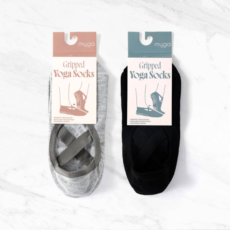 Chaussettes de Yoga Myga Gripped Noires: Gris